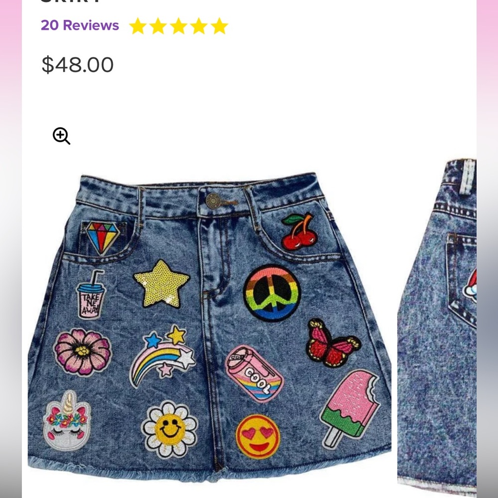 Lola + the boys all about the patch denim skirt